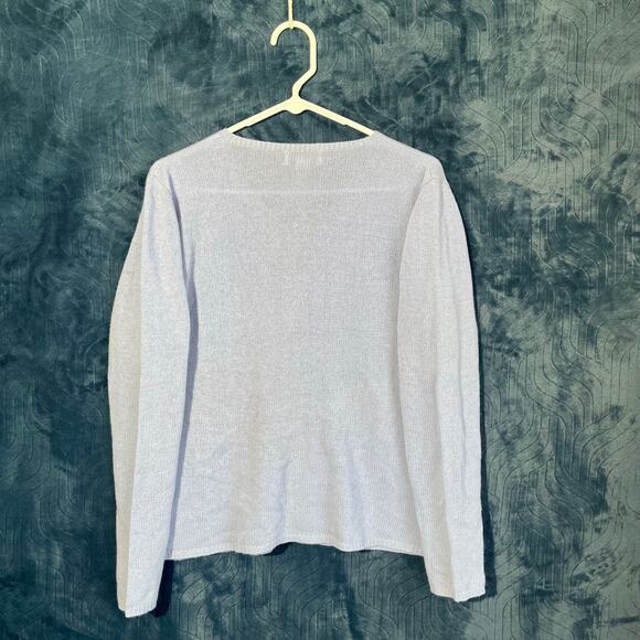 Vintage‎ Sutton Studio Cashmere Knitted Blue Button V Neck Sweater Womans Size L - Picture 4 of 7